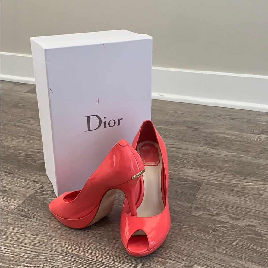 Dior Patent Leather Peep Toe Platform Pumps